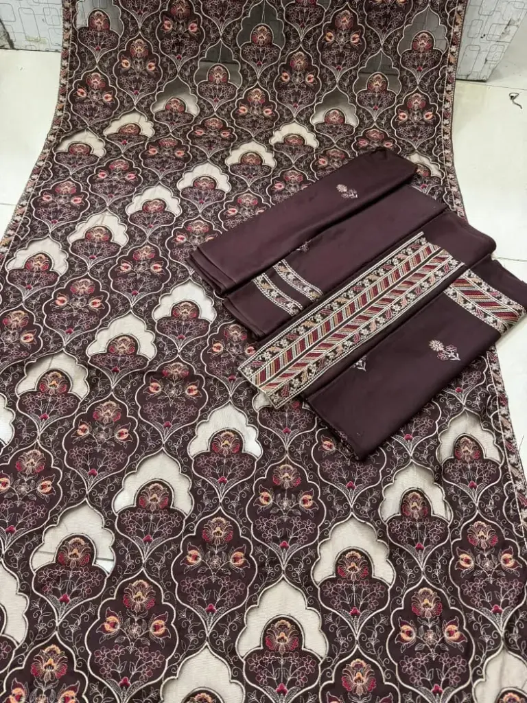 Dhanak 3 piece embroidered suit 1