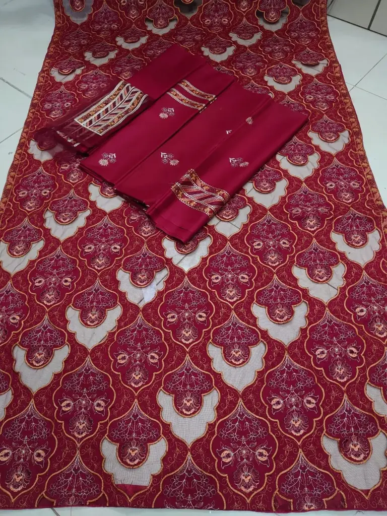 Dhanak 3 piece embroidered suit 19